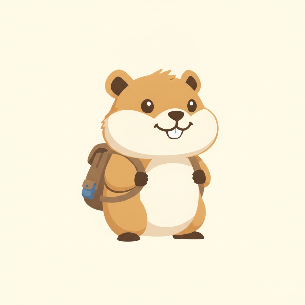 Friendly cartoon gopher wearing a backpack